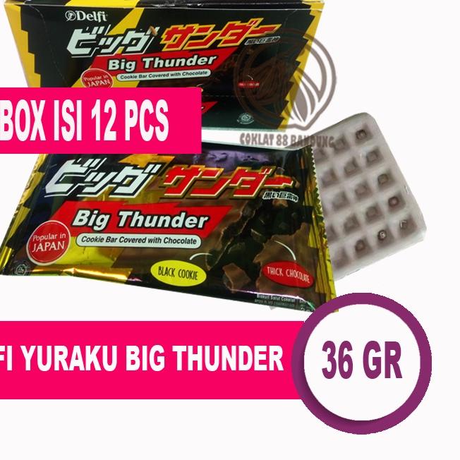 

♥ Delfi Big Thunder 36gr Isi 12pcs X 36 gram Box Cokelat, Coklat Delfi Yuraku Tunder 12 X 36 gr Cookie Bar With Covered Chocolate ☃