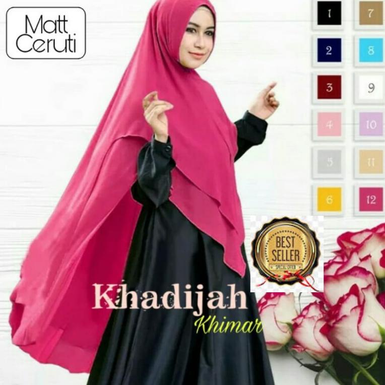 MENARIK New trendi khimar khadijah hijab jilbab syari kerudung khadijah 2 layer ceruty babydoll