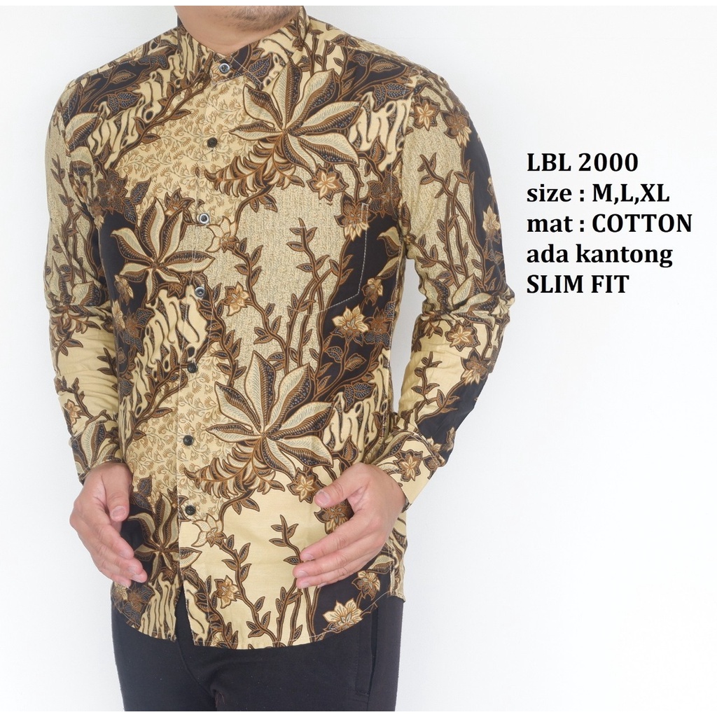 Baju Batik Pria Slimfit Kemeja Lengan Panjang Hem Slim Fit LBL 2000