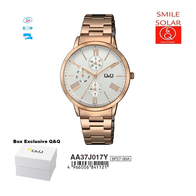 Jam Tangan Wanita Casual Business Rantai &amp; Kulit Active Chronograph Analog Original Q&amp;Q QnQ QQ AA37 AA37J Series