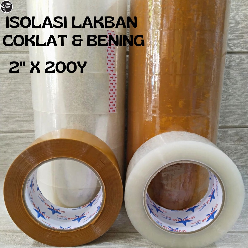 

Lakban/Isolasi OPP Coklat Bening Besar Transparan Lengket Perekat Selotip 48 mm 2inch x 200 yard SEVEN STAR