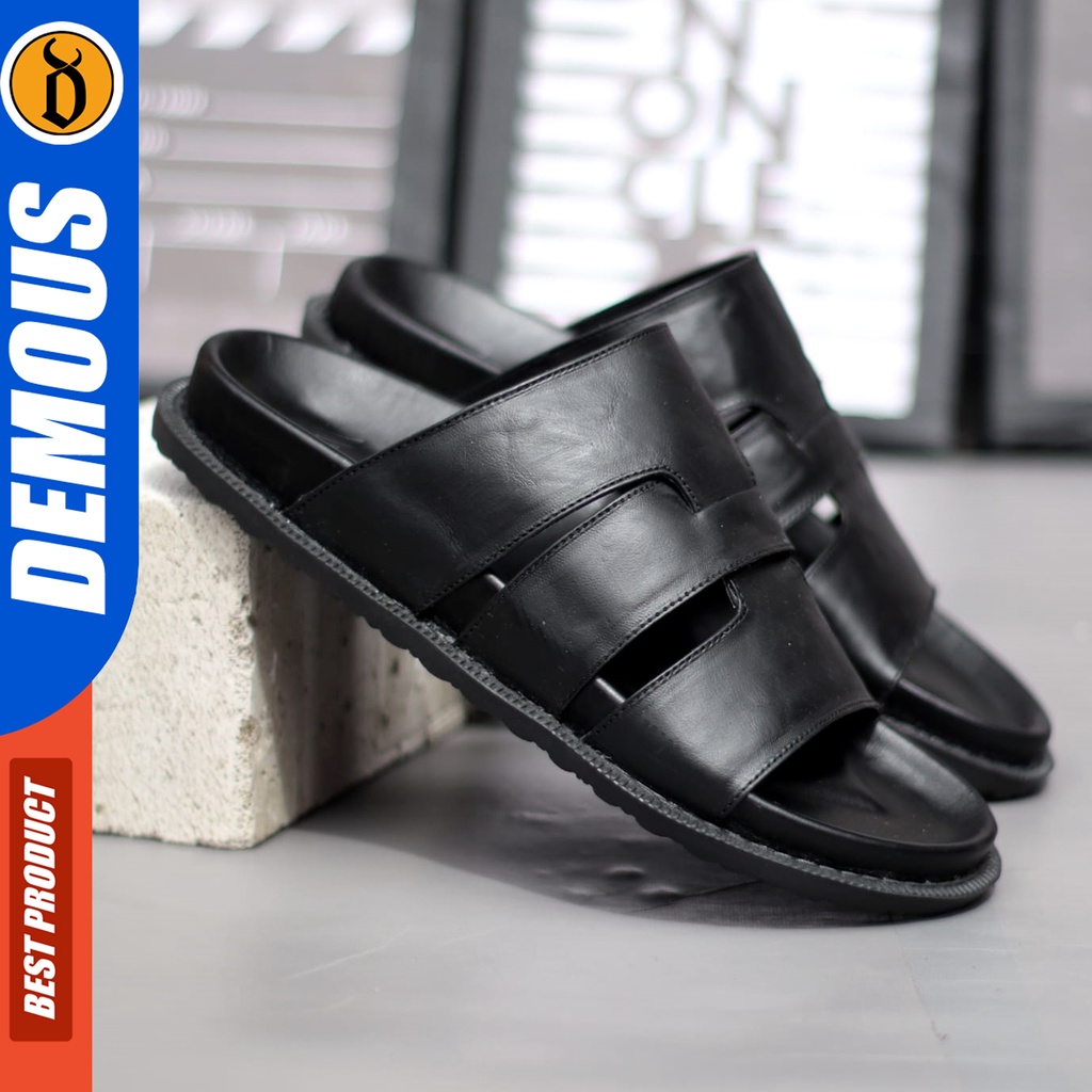 DEMOUS Haka - Sandal Casual Pria Sendal Slop Kulit Asli