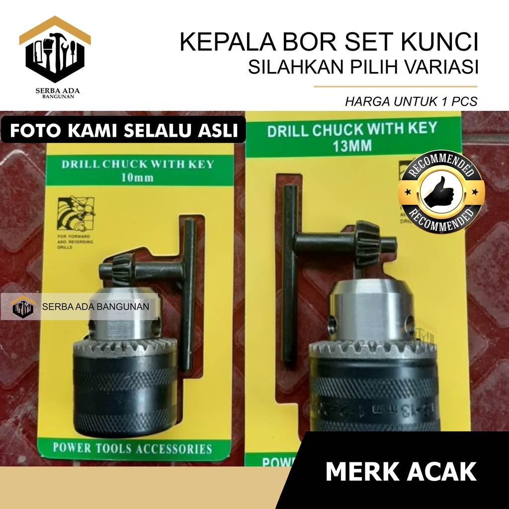 KUNCI + KEPALA BOR / DRILL CHUCK WITH KEY 1.5 - 10 MM DAN 13MM /1 SET KOMPLIT