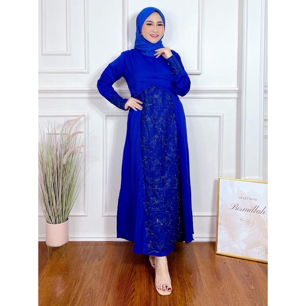 GAMIS BROKAT HASANAH syari wollycrepe burkat  syari brokat muslimah fashion style terbaru