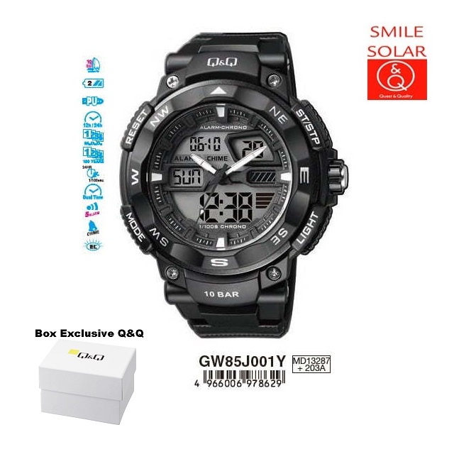 Jam Tangan Pria Casual Sporty Digital Double Time Original Q&amp;Q QnQ QQ GW85 GW85J Diameter Besar