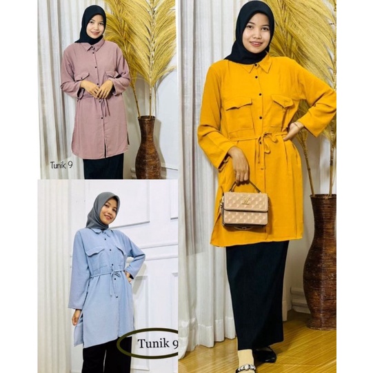 TUNIK SAKU 2 TALI CRINKLE AIRFLOW / ATASAN WANITA MUSLIMAH KEKINIAN/ATASAN WANITA CRINKLE SAKU/ATASA