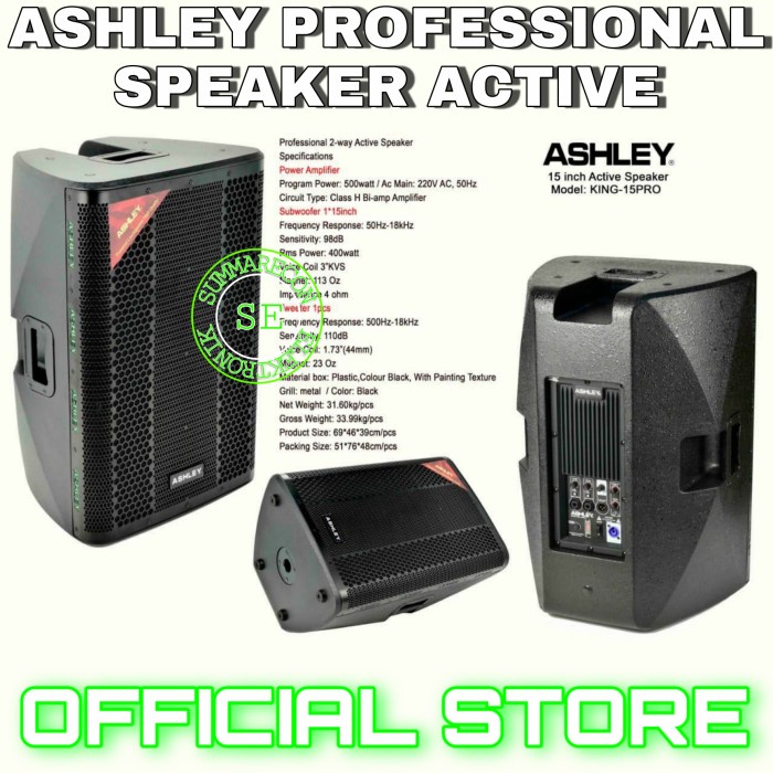 Speaker Aktif 15 Inch Original Ashley King 15 Pro