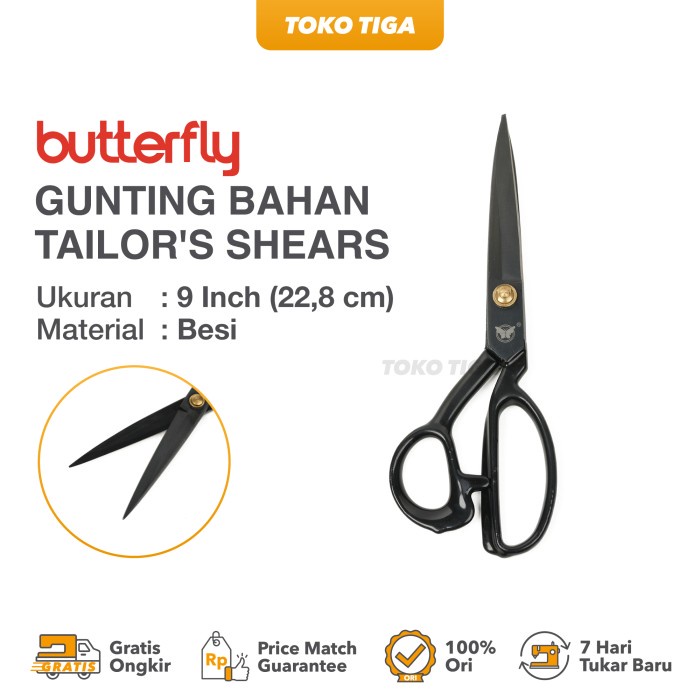 

Scissor Gunting Potong Bahan Kain Butterfly 9" / Gunting Tailor Ukuran 9