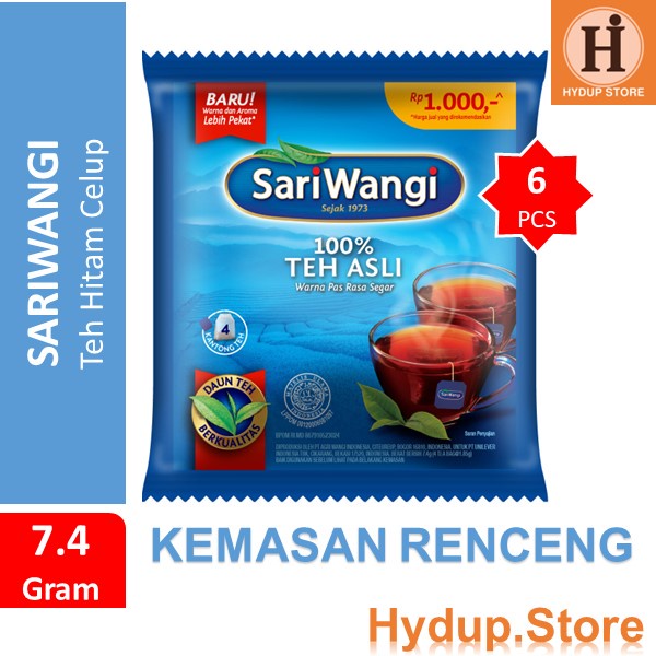 

Teh Hitam Sariwangi Celup Renceng isi 6 Sahset 7.4 Gr (4 Tea Bag)