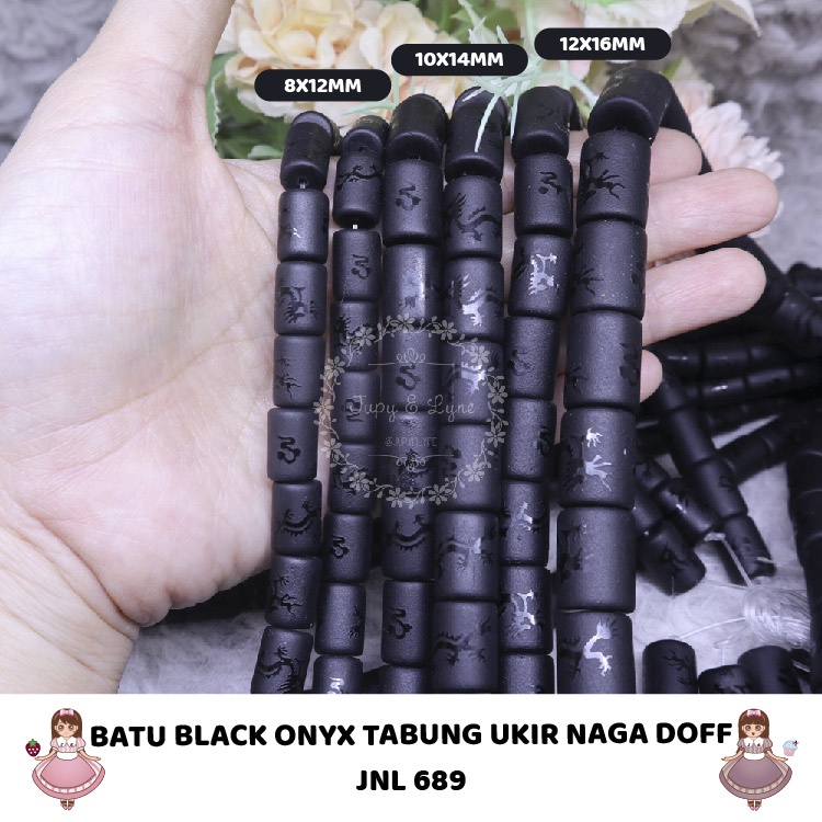 code 689 Manik Batu Alam Black Onyx tabung tube ukir naga