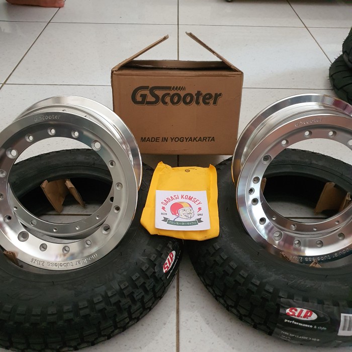 Paket ban tubeless vespa classic velg GScooter dan ban SIP ring 8 350