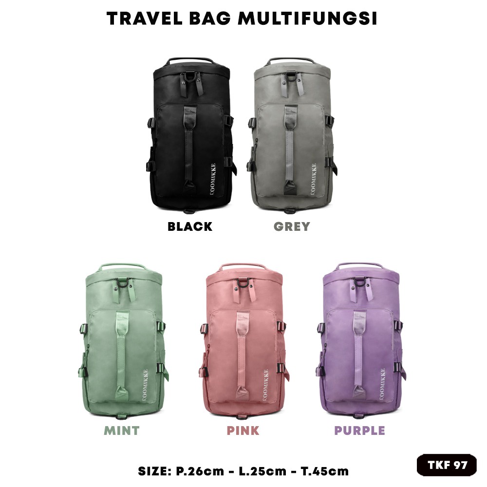 DHASHOP Tas Travel Kapasitta Besar Multi-fungsi Portable Ransel Putaran Barel TKF 97