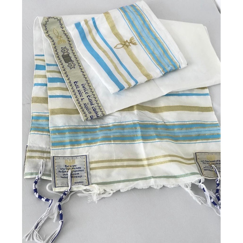 Tallit Jubah Orang Yahudi Israel Talit Tallith Tallis Talet Tallitot Kerudung Doa Agama Messianic Prayer Shawl Wear Jew Jewish Judaica Prophetik Kristen Mesianik Tzitzit Judaika Hebrew Ibrani