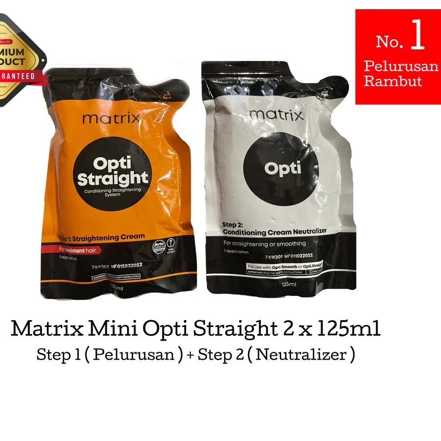❁ ☘️Yuri Kosmetik☘️ Matrix Mini Opti Straight Sachet 125ml x 2 ( Step 1 dan Step 2 ) / REBONDING / S