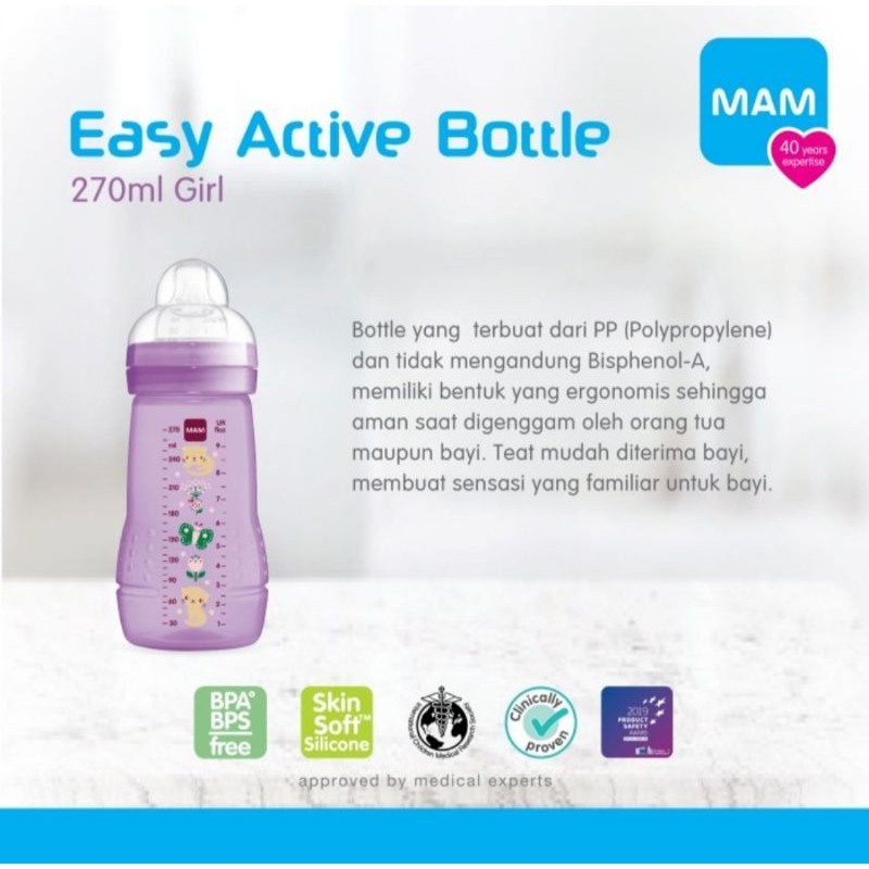 MAM Easy Active 270ml / 330ml Botol Susu Bayi 4m+ Transition Bottle Dot Feeding Nursing