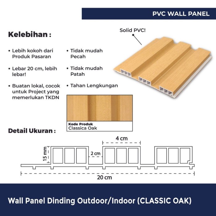 ( Orderan khusus Diyah ) Wall Panel Dinding PVC WPC Wood Wallpanel Kisi Kayu 20cm x 300cm 3D