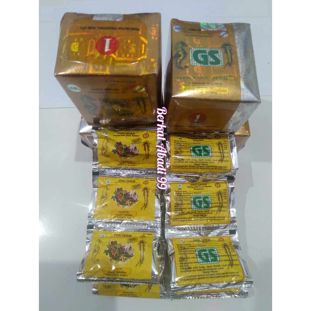 Jamu GS No 1 Kapsul Gemuk Sehat Isi 12 Sachet @ 2 Kapsul Penambah Berat Badan