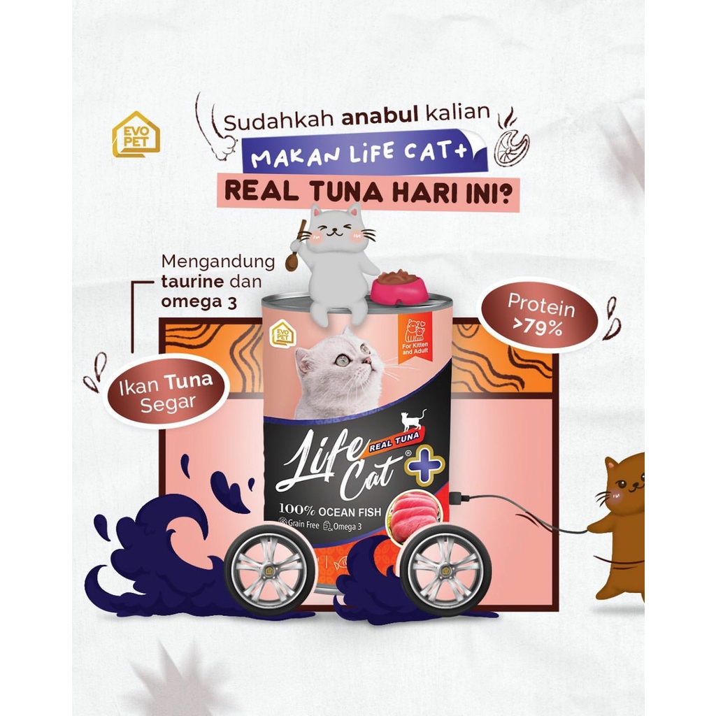 Life Cat PLUS Wet Cat Food 400gr / Makanan Kucing Basah Kaleng Lifecat 400GR