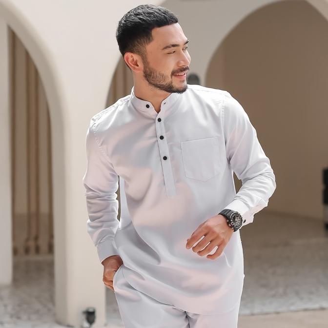 TERLARIS Setelan Koko Kurta Putih Oxford Baju Kurta Panjang Satu Set Dewasa /BAJU KOKO PRIA/BAJU KOK
