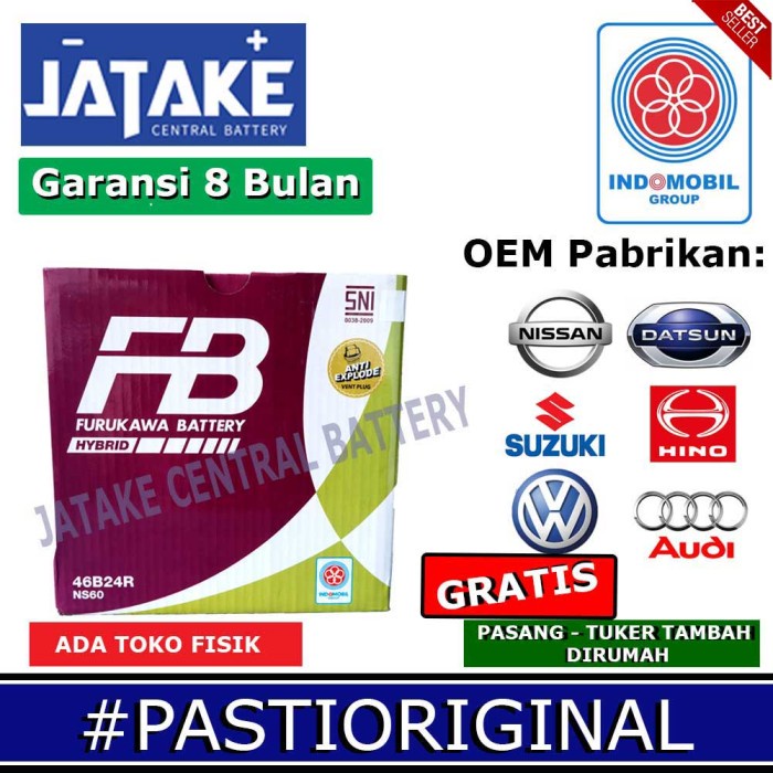 AKI MOBIL BASAH NS60 FURUKAWA BATTERY FB HYBRID ORIGINAL BEST QUALITY