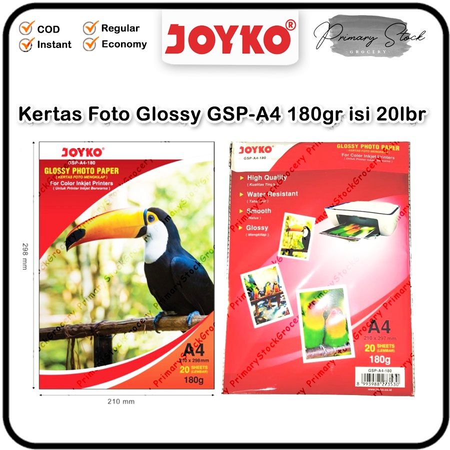 

Kertas Foto Glossy A4 Photo Paper 180 gr gsm Joyko GSP A4 20 Lembar