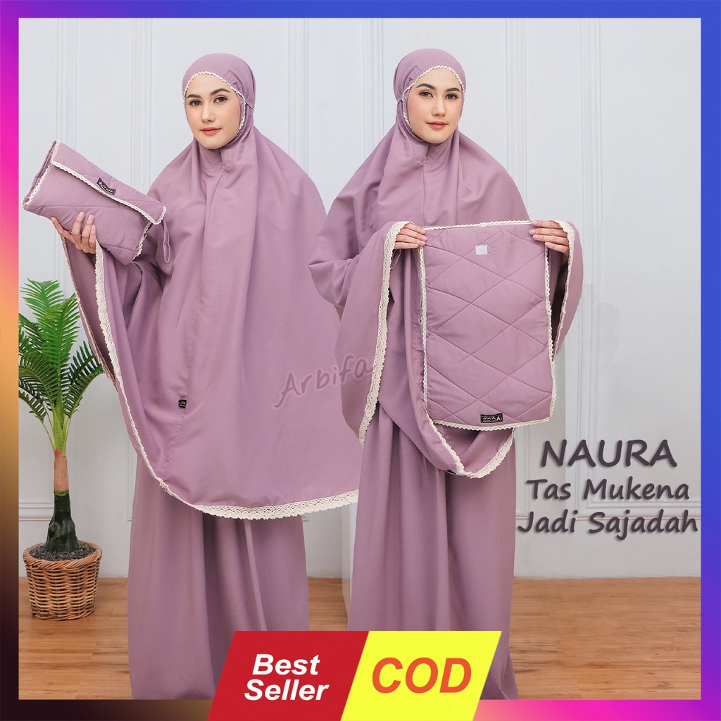 Mukena Traveling Dewasa Tas Fungsi jadi Sajadah Katun Premium Dewasa Adem Naura