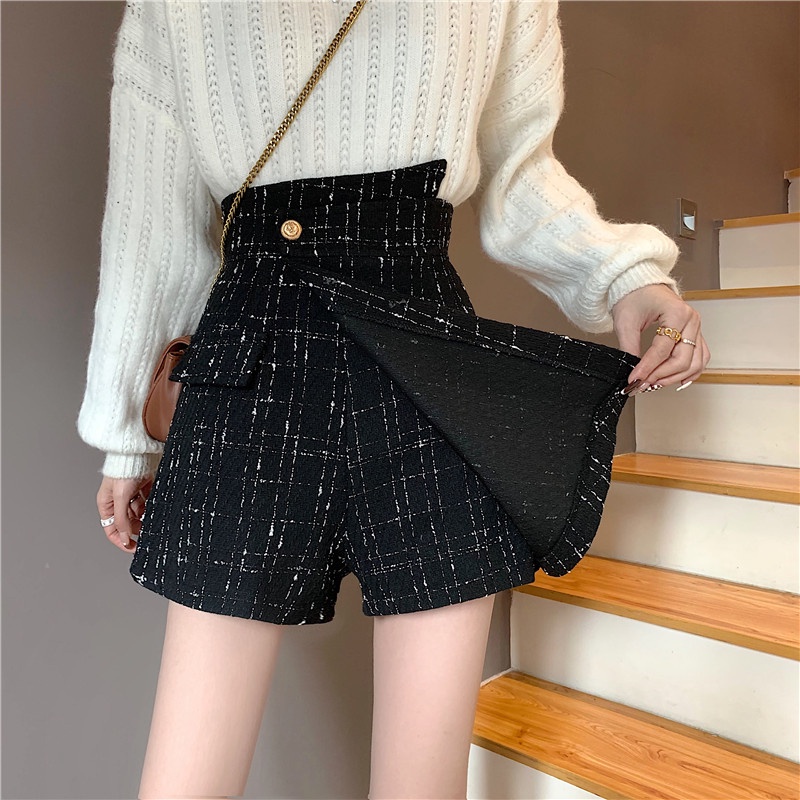 A-line Rok Pendek Korea kotak-kotak Rok Celana Highwaist Kekinian Straight Vintage Mini Skirt