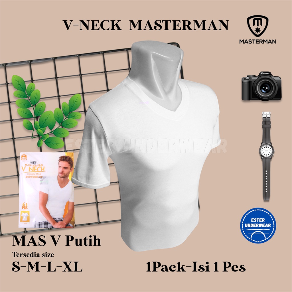 Kaos Dalam MASTERMAN V-NECK PUTIH ISI 1