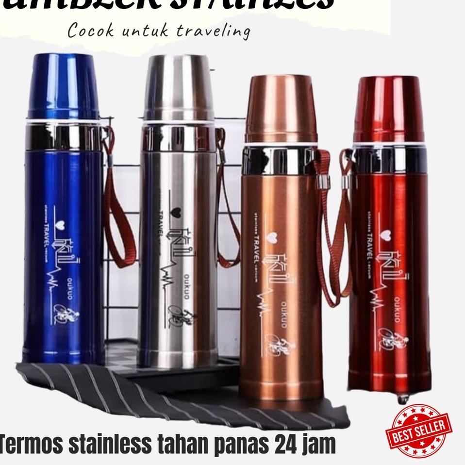 ☉ TERMOS AIR PANAS STAINLESS SPORT TRAVEL UKURAN BESAR TERMOS PANAS DAN DINGIN TAHAN  LAMA 750ML [GR