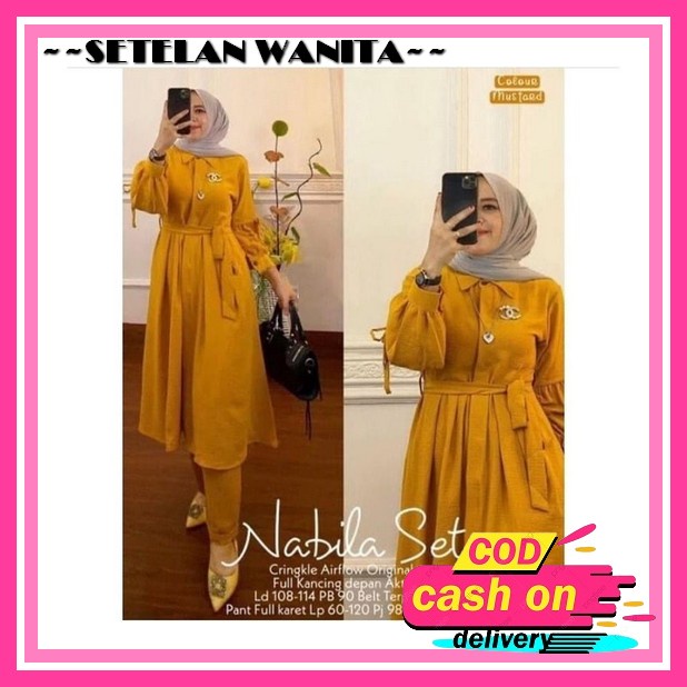 Ramdan Collection | Cleona One Set Matt Premium Crinkle Airflow Busui Friendly Rayon Kancing Depan H