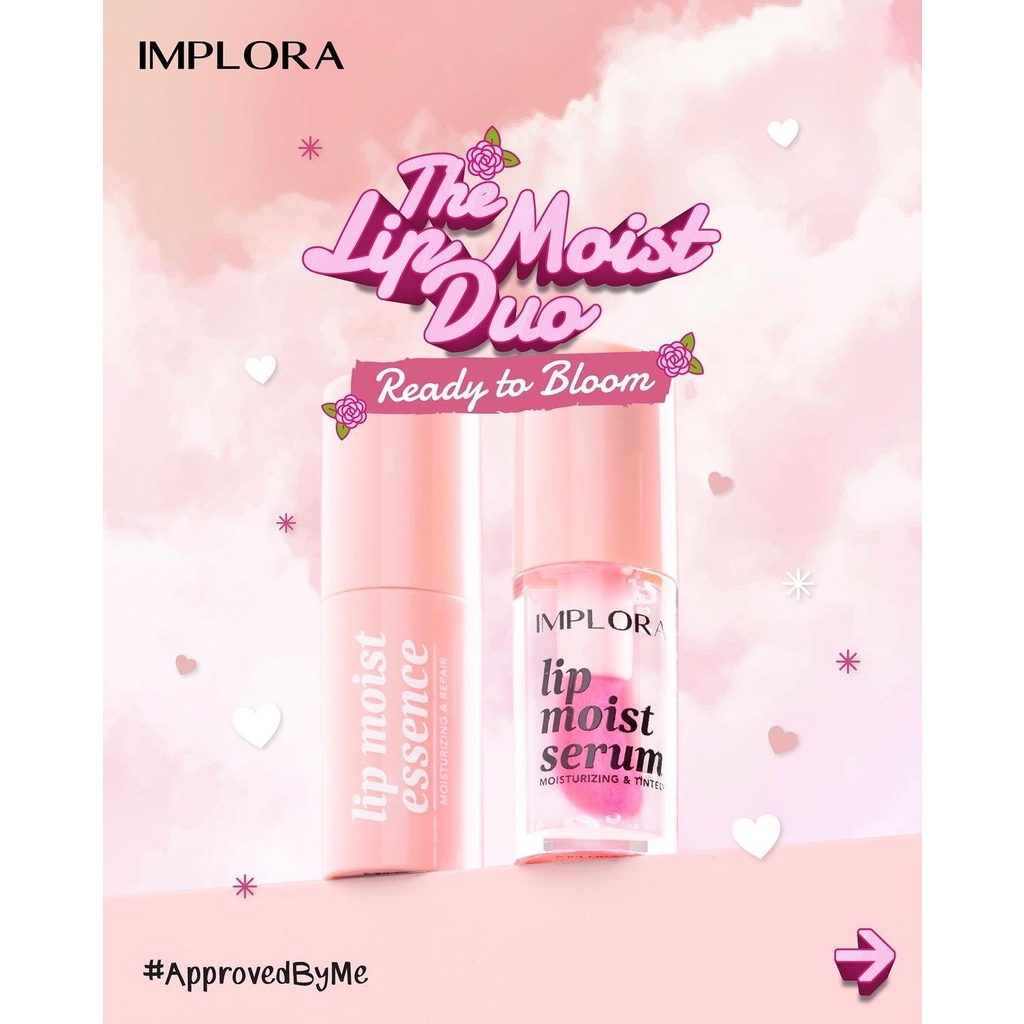 IMPLORA Lip Moist Essence Indonesia / Pelembab Bibir 2.85g / Moisturizing &amp; Repair / Light Smooth Improve Lips Skin Skincare Infused / Melembabkan Moisturizer / Lipstick Primer Balm Stain Mask Cream / Care Treatment Perawatan Bibir Series / Serum Tinted