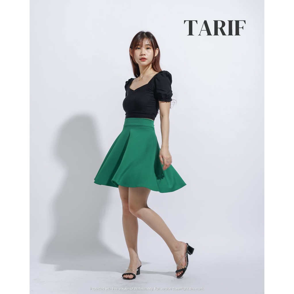 Celia Basic Midi Flare Skirt - By Tarif Rok Payung Lebar Selutut - Rok High Waist - (L059)