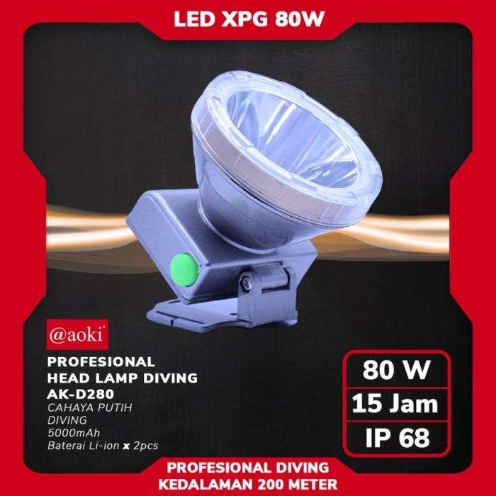 Terlaris Senter Kepala Selam / Diving Aoki Ak-D280 Asli 80 Watt Super Terang