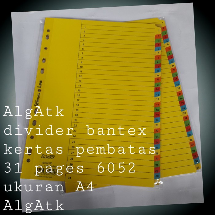 

Terlaris Bantex. Kertas Dividier Tanggal. Kertas Pembatas A4. 6052-00.