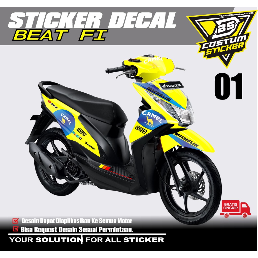 STICKER DECAL HONDA BEAT FI TAHUN 2014 /DEKAL STIKER BEAT FI OLD FULLBODY DESAIN CAMEL 01