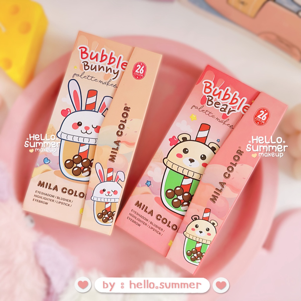 MILA COLOR Sakura Bubble Bunny Makeup Palette Buku Full Face Eyeshadow Highlighter Blush Lipstick