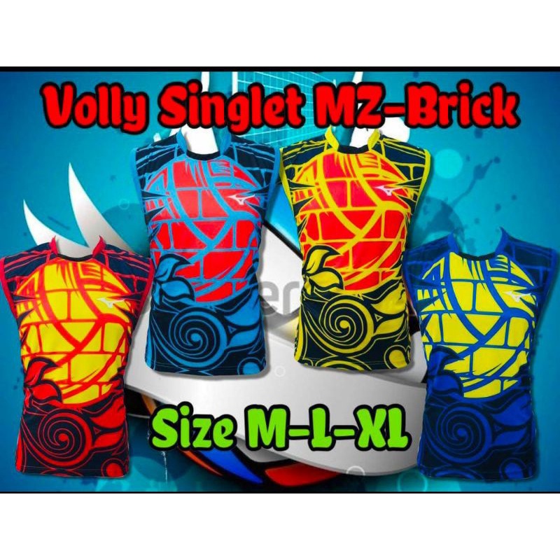 [12 PCS] KAOS SINGLET VOLLY MZ BRICK LUSINAN / BAJU SINGLET VOLI PRINTING PRIA DAN WANITA