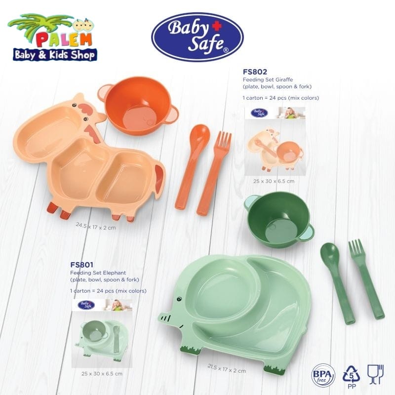 Baby Safe Feeding Set /Peralatan Makan Set Anak Bayi Motif Lucu Gift Set