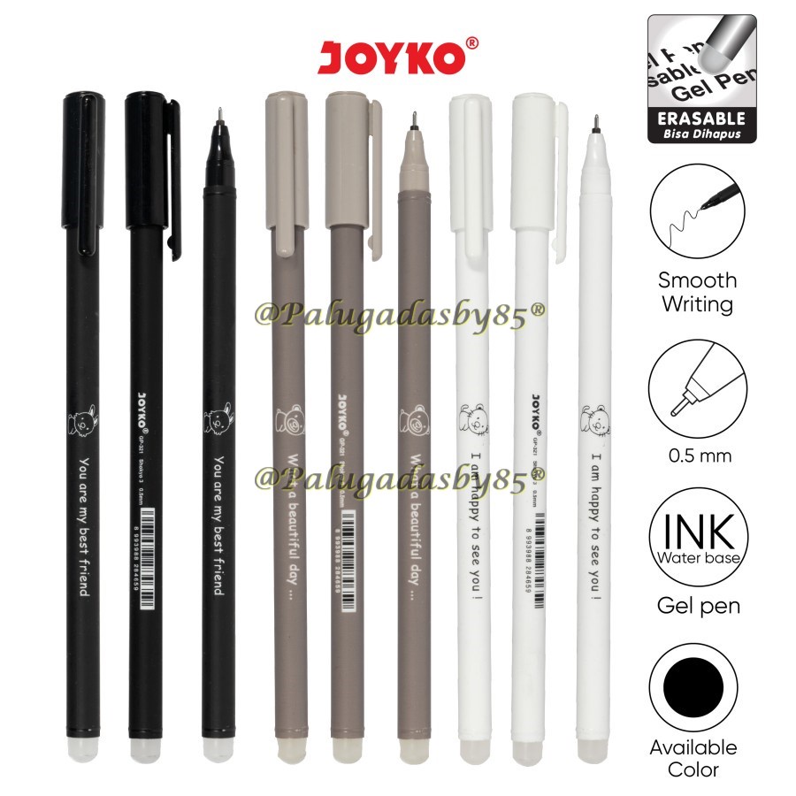 

(1 Pak Isi 12 Pcs) Erasable Gel Pen Pulpen Bisa Dihapus Joyko GP-321 Shokyo 3 Gel 0.5 mm Hitam / Pena Gel Joyko GP 321 / Joyko 321 / GP321