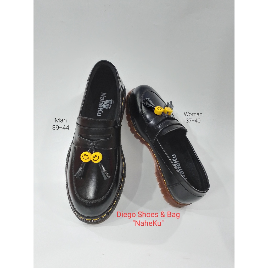 NaheKu Smile (Mirip Aloof) - Sepatu Loafers Pria Slip On Wanita Unisex Kulit Original Asli