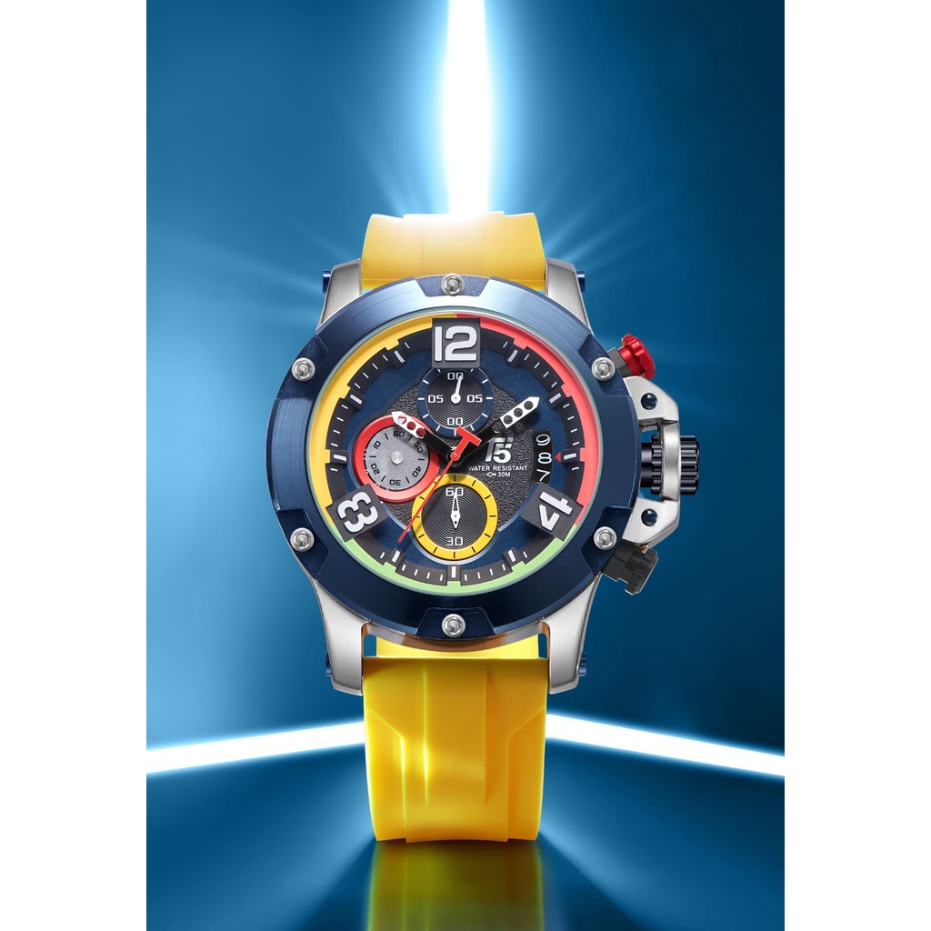 JAM TANGAN PRIA ORIGINAL T5 3885G TALI RUBBER CHRONO AKTIF GARANSI RESMI