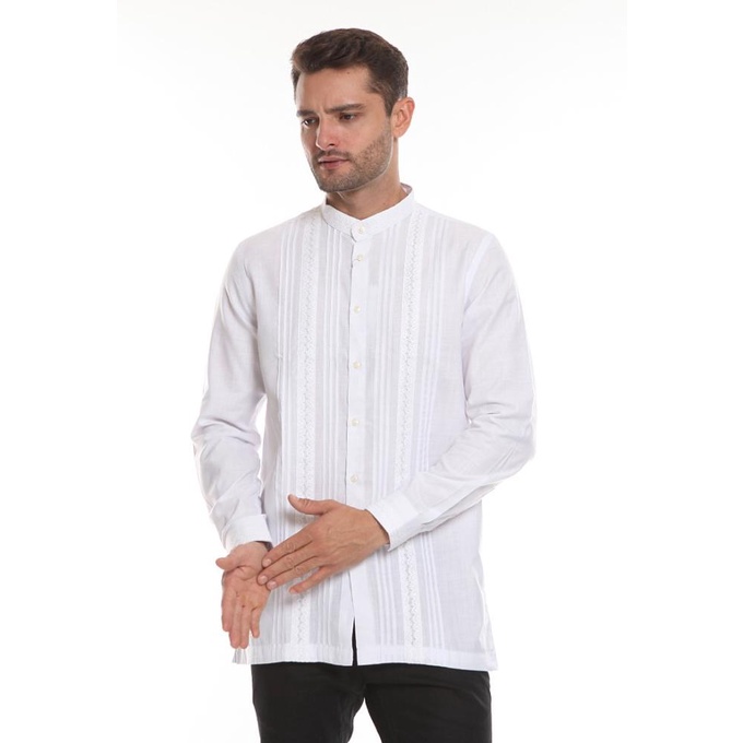 Discount MOC Kemeja Koko Pria Lengan Panjang Slim Fit Tozzeemo-White /BAJU KOKO PRIA/BAJU KOKO DEWAS