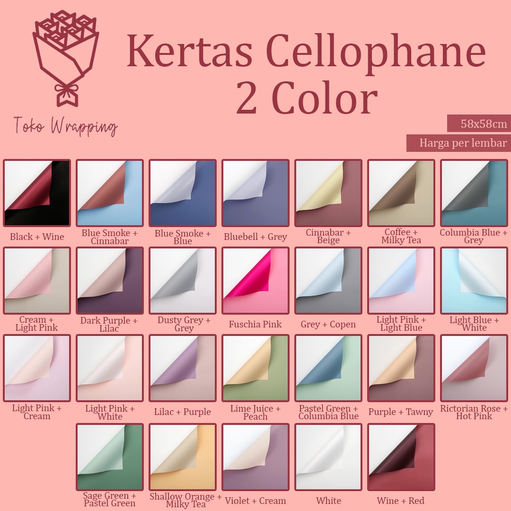 

Kertas Cellophane Kertas Buket Bunga [2 Color] Flower Wrapping Paper Celophane / Chellophane Murah untuk Snack Uang