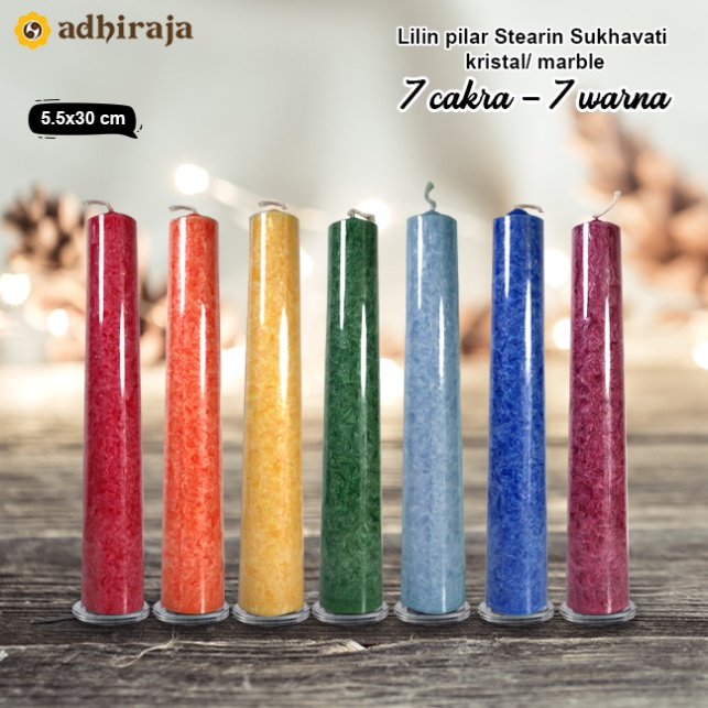 Lilin Meditasi 7 Warna - 7 Cakra Stearin Marble Kristal Sukhavati 30cm