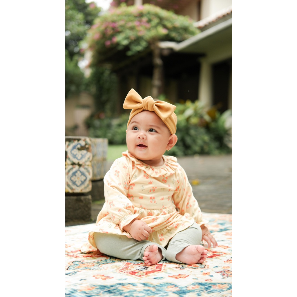 Nice Kids - Baby Flower Dress Bunga Lengan Panjang Anak Bayi (Tunik Bayi 0-12 Bulan)