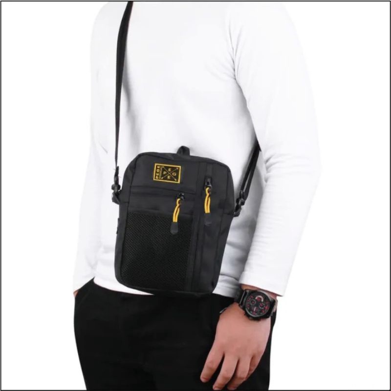 [Best Seller] Tas Slempang Pria Wanita Shoulder Full Black Keren/Tas Pria/Tas Murah -BG322