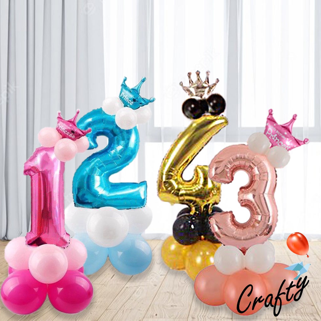 [MINI SET] Kids BIRTHDAY Paket ANGKA JUMBO CROWN Dekorasi Ulangtahun Anak