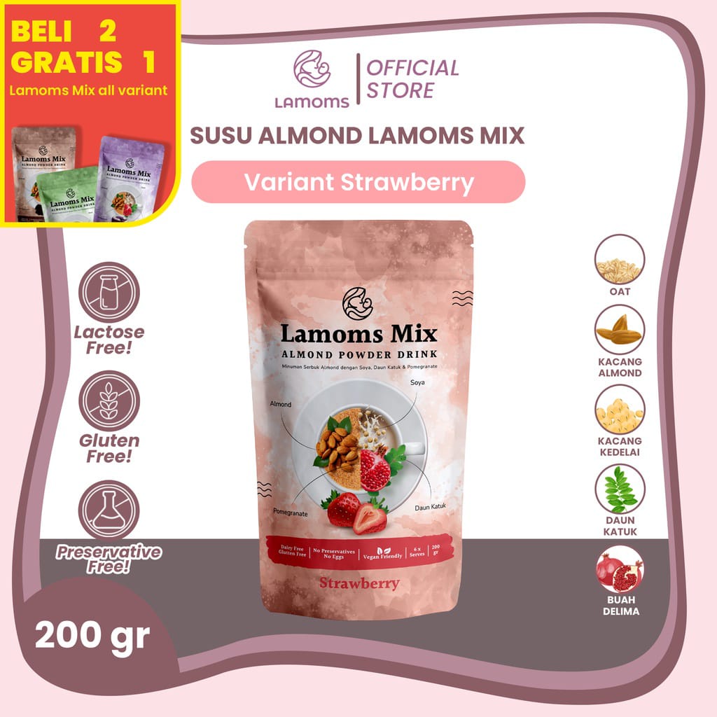 

Lamoms - ASI Booster Almond Milk Pelancar ASI Ibu Menyusui ASI Banyak & Kental Bernutrisi