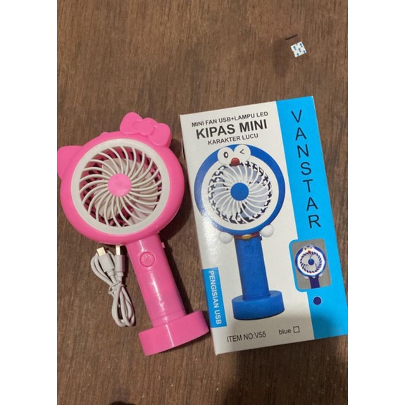 Mini Fan USB+Lampu LED Kipas Angin Mini Karakter Vanstar V55