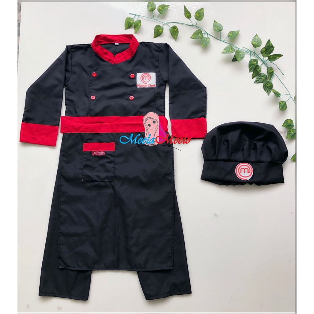 Baju Profesi Koki Cilik Seragam Master Chef Junior Anak Bahan Katun Premium